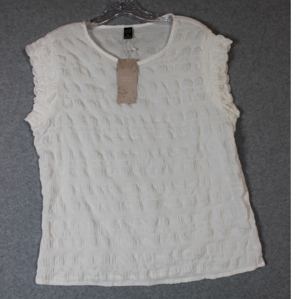 EMERY ROSE Women White Textured Sleeveless Top Size XL‎